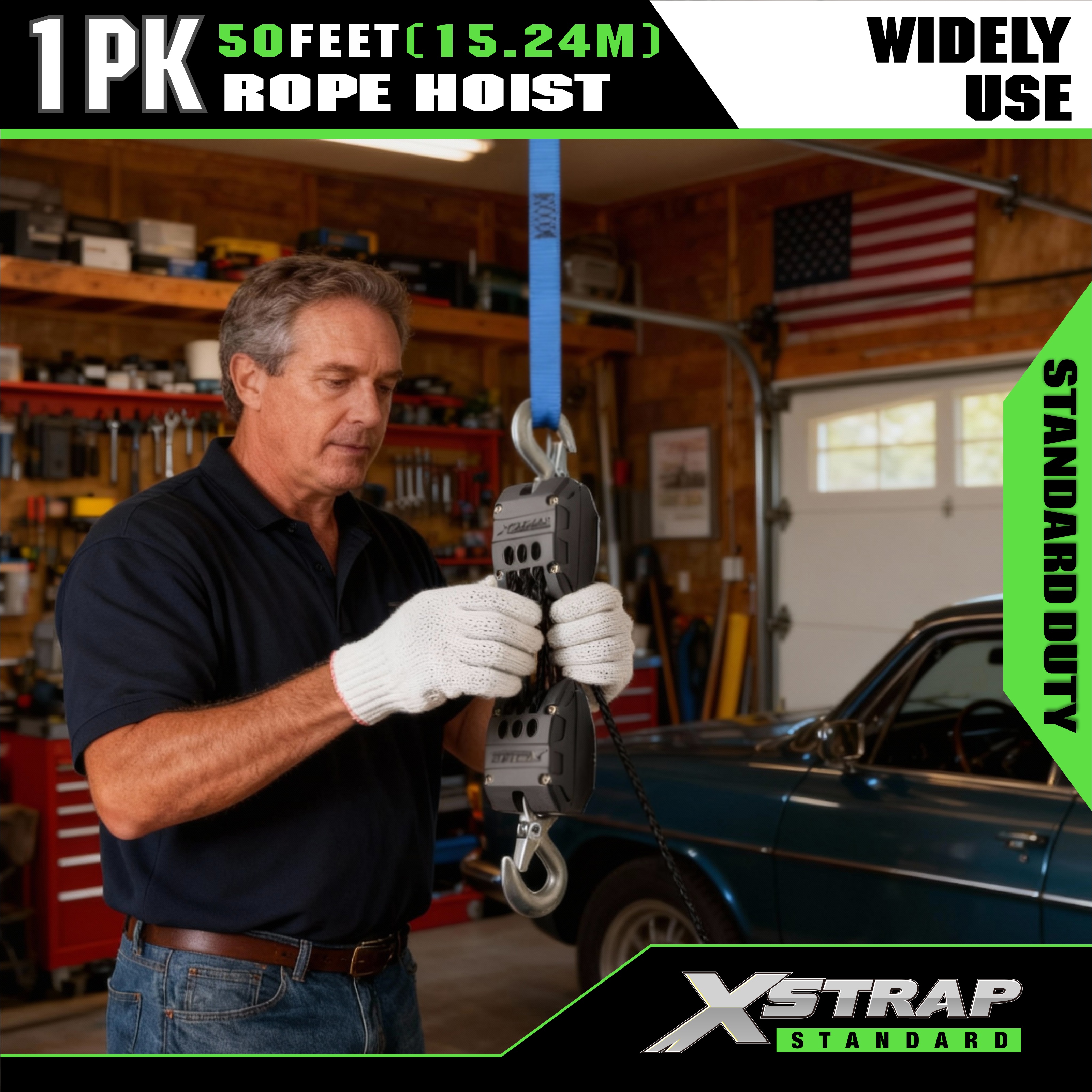 XSTRAP AHLT0003 fehér kötélemelő szíjtárcsa rendszer 1000LB kapacitás