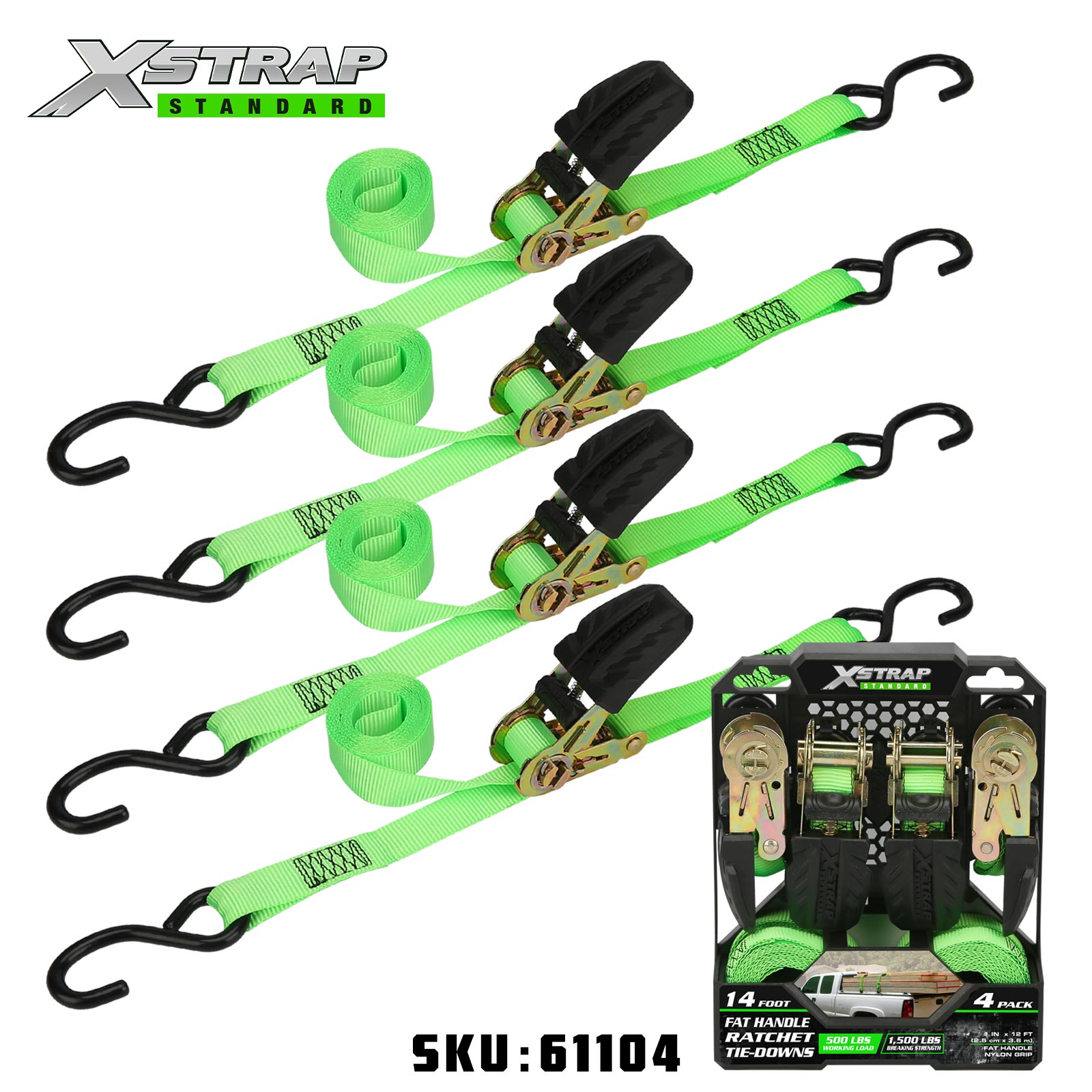 Xstrap 61104 1” x 12” 4PK racsnis rögzítés 500 lb SWL