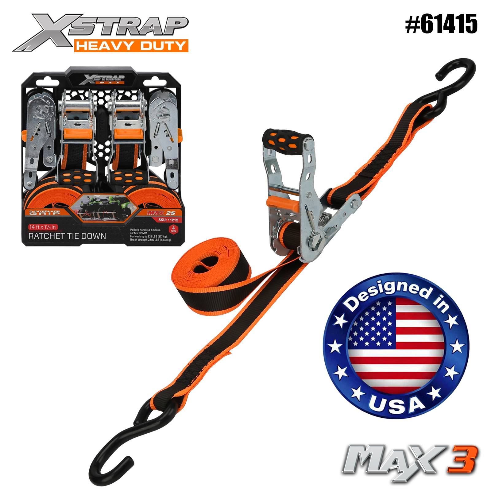 Xstrap 61415 1-1/4” x 14” 4PK racsnis rögzítés 1000 lb SWL