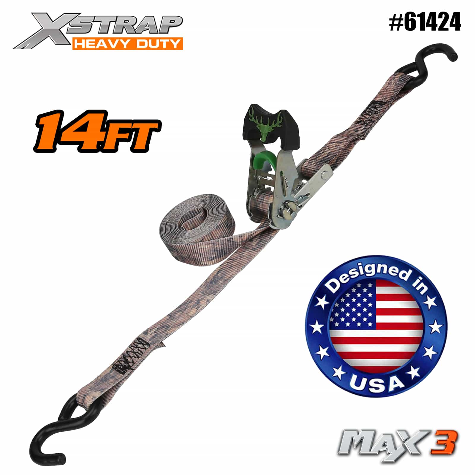 Xstrap 61424 1-1/16” x 14” 2PK Camo Ratchet leköthető 1000 lb SWL