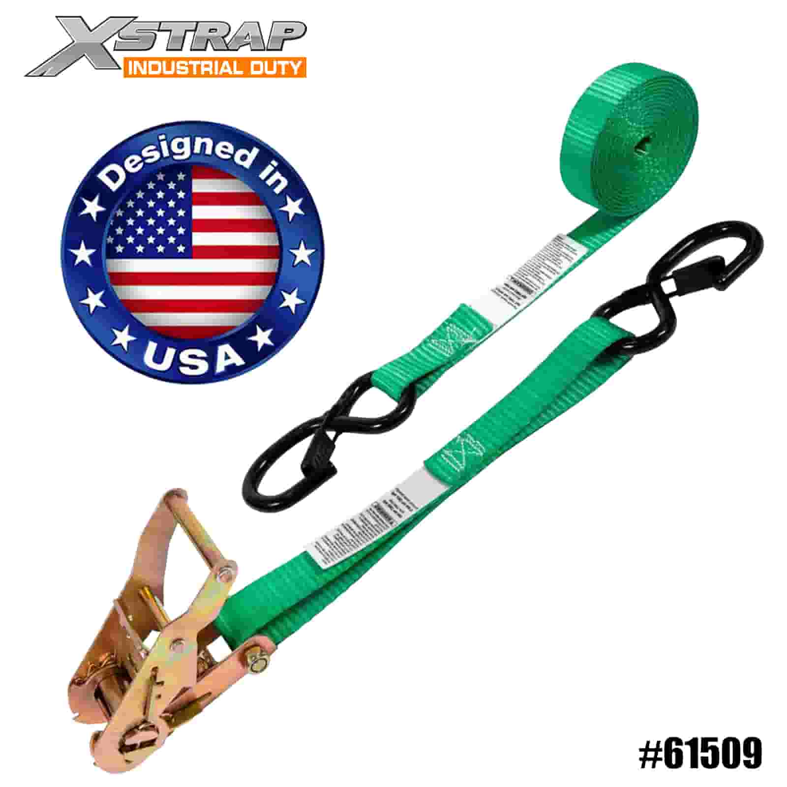 Xstrap 61509 1” x 15” 4PK racsnis szíj biztonsági S horgokkal 400 lb SWL