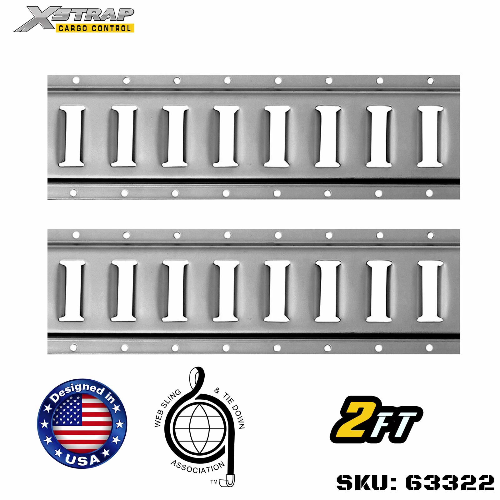 Xstrap 63322 2' Series E logisztikai sín, kiváló minőségű 12-es 6000LBS acélból