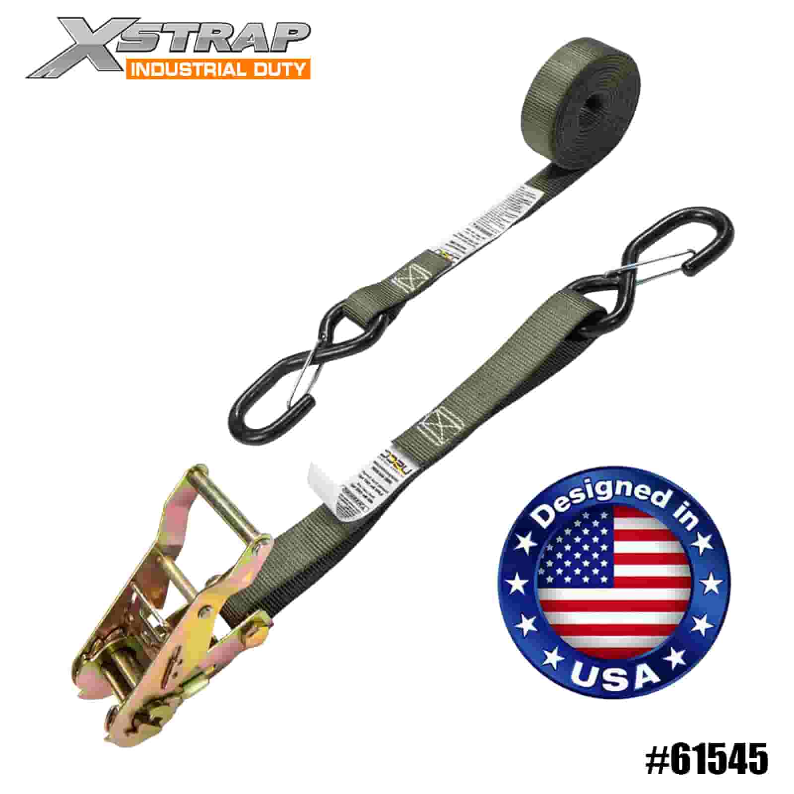 Xstrap 61545 4PK 1” x 8” Rasnis heveder vinil bevonatú biztonsági S horgokkal 833 lb SWL